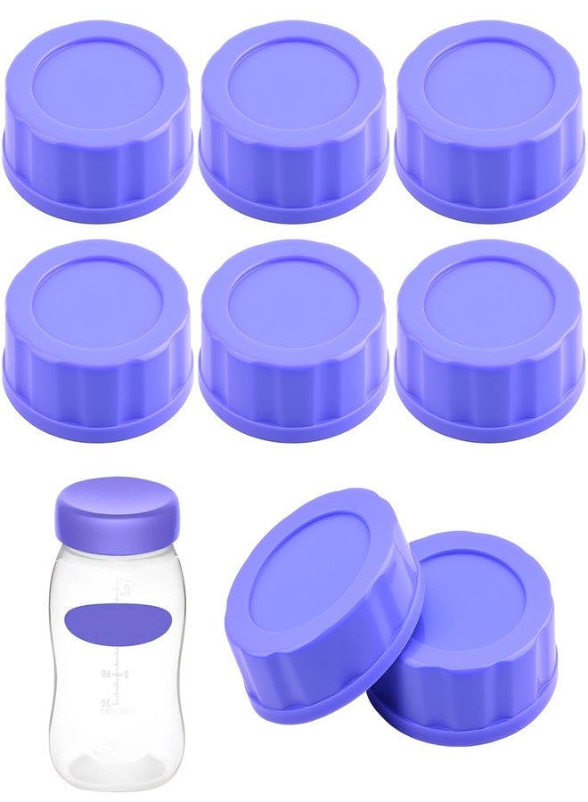 NICECRAFT 8 Pcs Baby Bottle Caps Compatible with Pigeon & Lansinoh Bottles Travel & Storage Lids Replacement Built-in Silicone Seal Leak-Proof (Purple) - Image 1